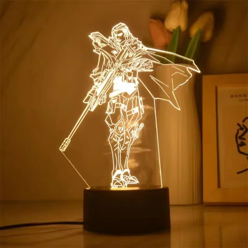 Jett Valorant Game Figure Acrylic Board Luminous Base For Kid Home Room Night Light Anime Led 3D Lamp Christmas Decor Gift Reyna