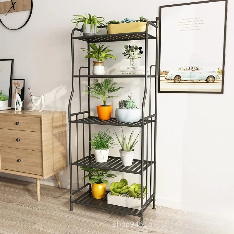 

Wrought iron flower rack flower pot frame 5-layer metal plant bracket ladder floor-to-ceiling multi-layer flower rack cross-bord