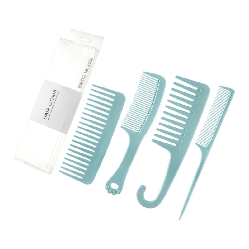 หวีผมอเนกประสงค์ 4 ชิ้นชุดฟันกว้างหวีผมจัดแต่งทรงผมหวีสำหรับ Nisex