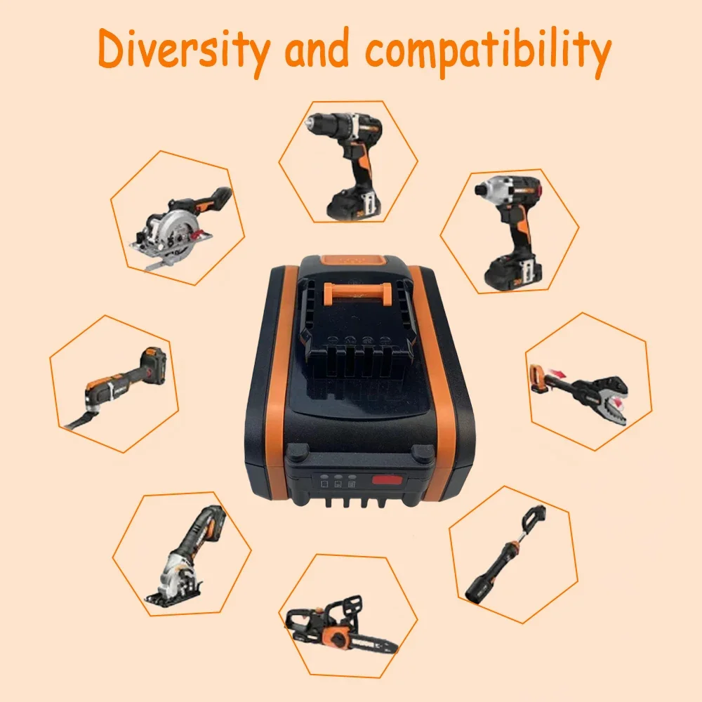 100% Original Worx WA3553 20V 5.0/6.0Ah Battery Cordless Power Tool Spare Batteriies WA3553 WX390 WA3551 WX176 WX178 Battery