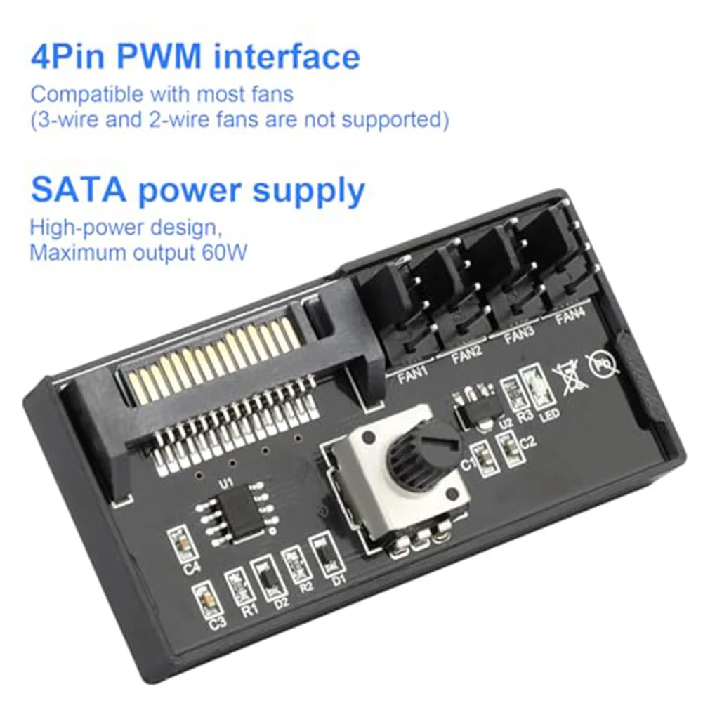 

Контроллер скорости вентиляторов 12В для PWM-вентиляторов с 4-контактным разъемом, регулируемый, для систем охлаждения ПК с несколькими вентиляторами