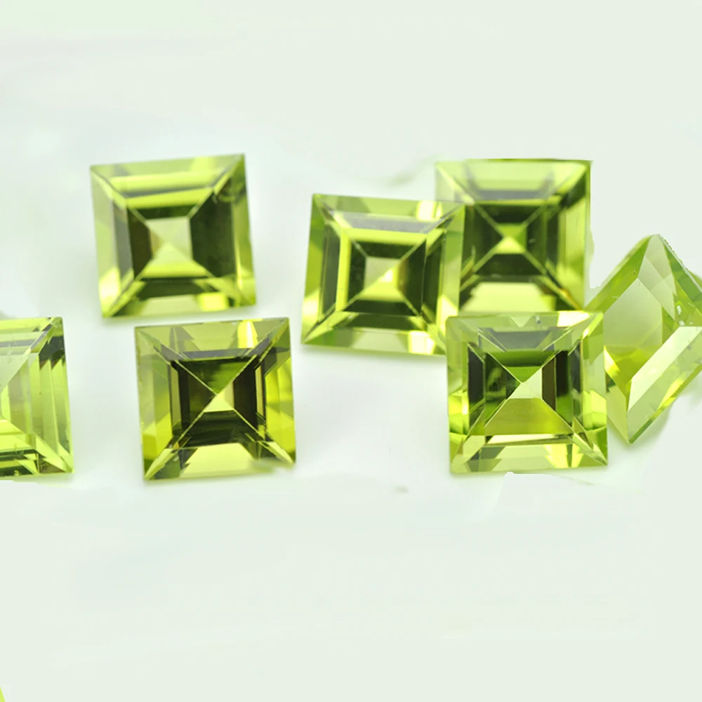 

Green Natural Peridot Square Step Cut 2x2mm-10x10mm Semi-Precious Loose Gemstone For Jewelry Making