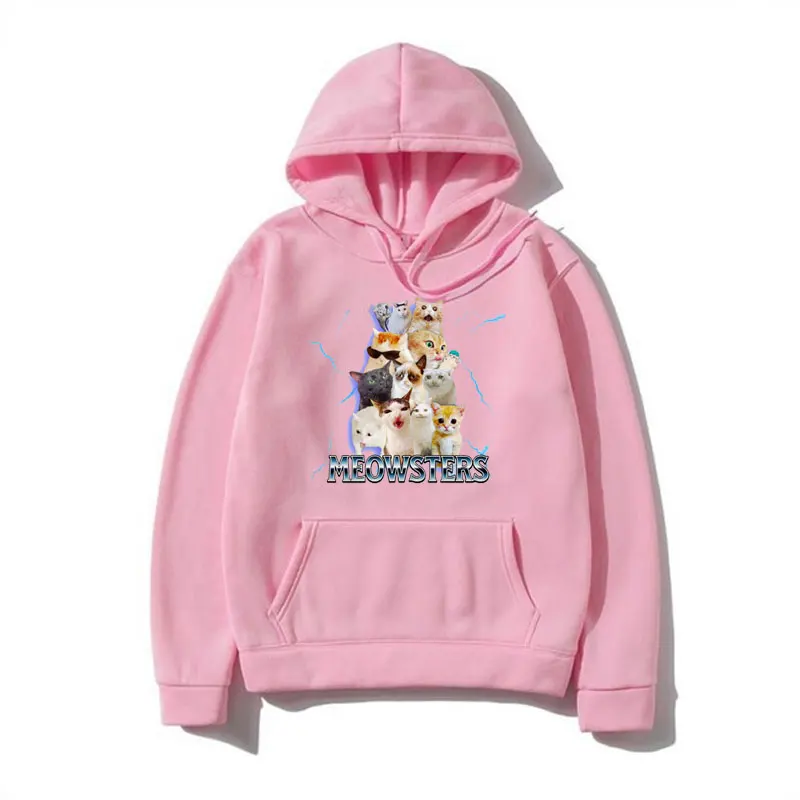 Funny Meme Cats Hoodie Male Comfort Cotton Colors Fleece Pullover Fashion Oversized Streetwear Hooded Sweatshirts Men Women Tops