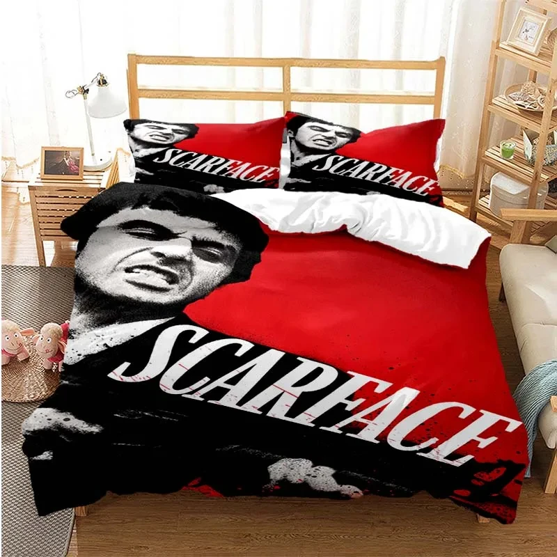 Tony Montana Scarfaces Bedding Set,Duvet Cover Comforter Bed Set Quilt Cover Pillowcase,King Queen Twin Size Boys Girls Adults