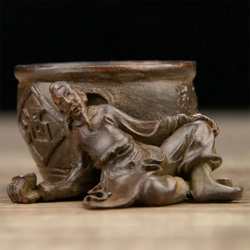 Statue d'art artisanale du poète chinois ancien Saint Li Bai, tasse à thé et verre à vin, ornement de collection pour la maison