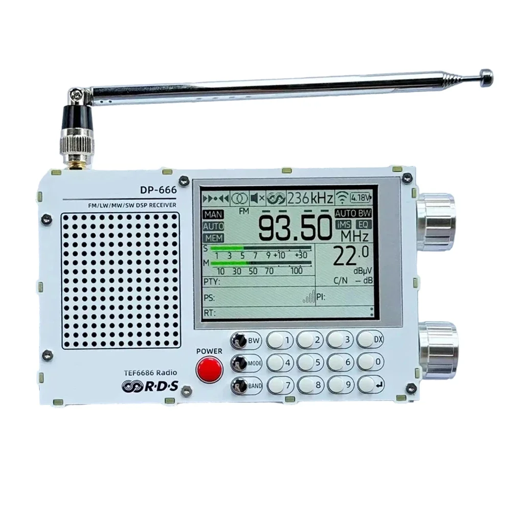 DP666 Portable FM AM Shortwave Receiver Using TEF6686 Chip Equipped with Touch LCD Screen and Squelch Functionality