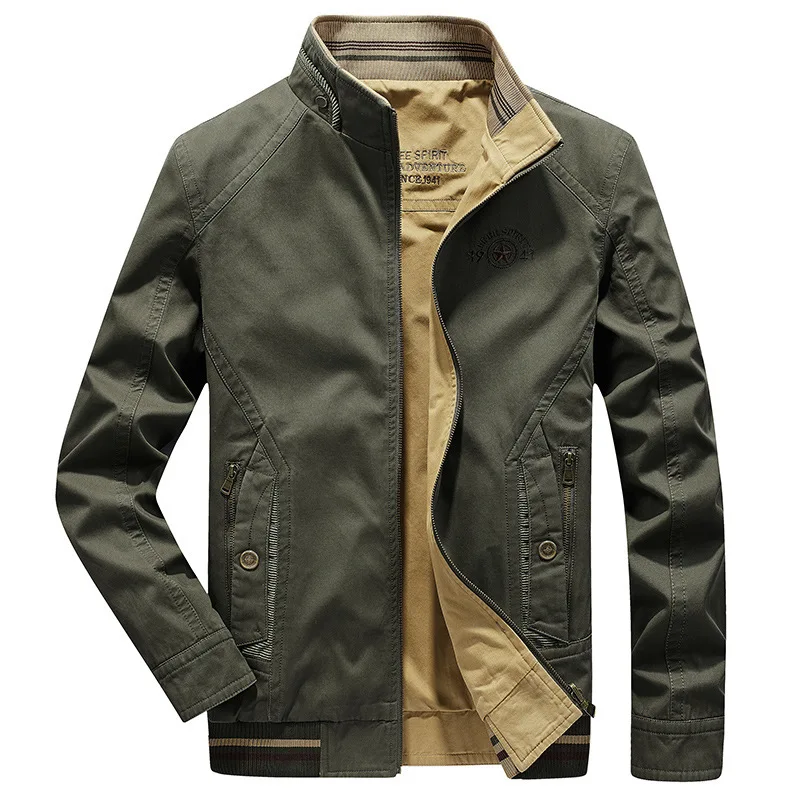 

New Men's Middle-aged Standing Collar Loose Casual Jacket for Spring and Autumn Seasons