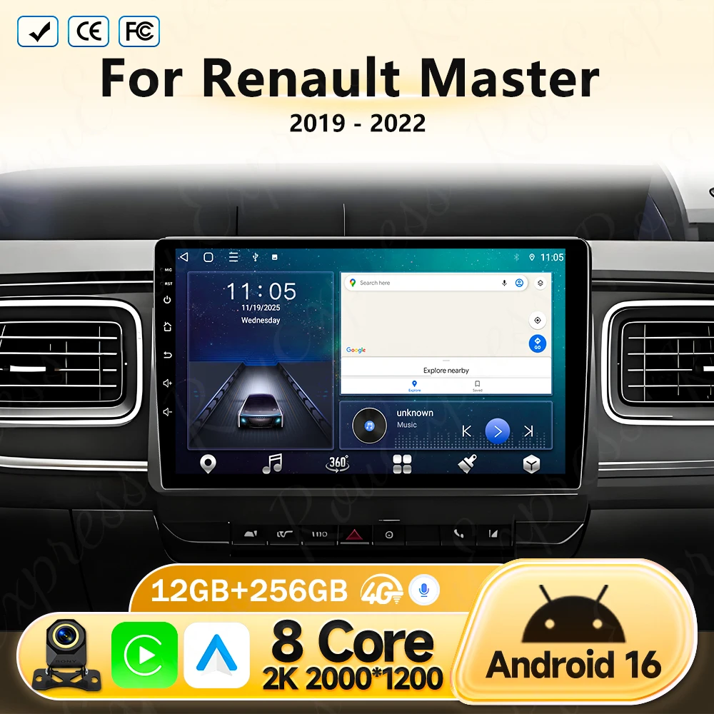

Auto Radio For Renault Master 2019 2020 2021 2022 Car Multimedia Video Player GPS Navigation Wireless Carplay NO 2Din DVD Player