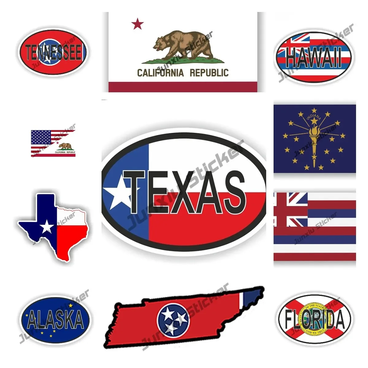 Hawaii State Flag Sticker FLORIDA STATE Flag ALASKA STATE Flag Texas Map Car Sticker Car Accessories KK13cm