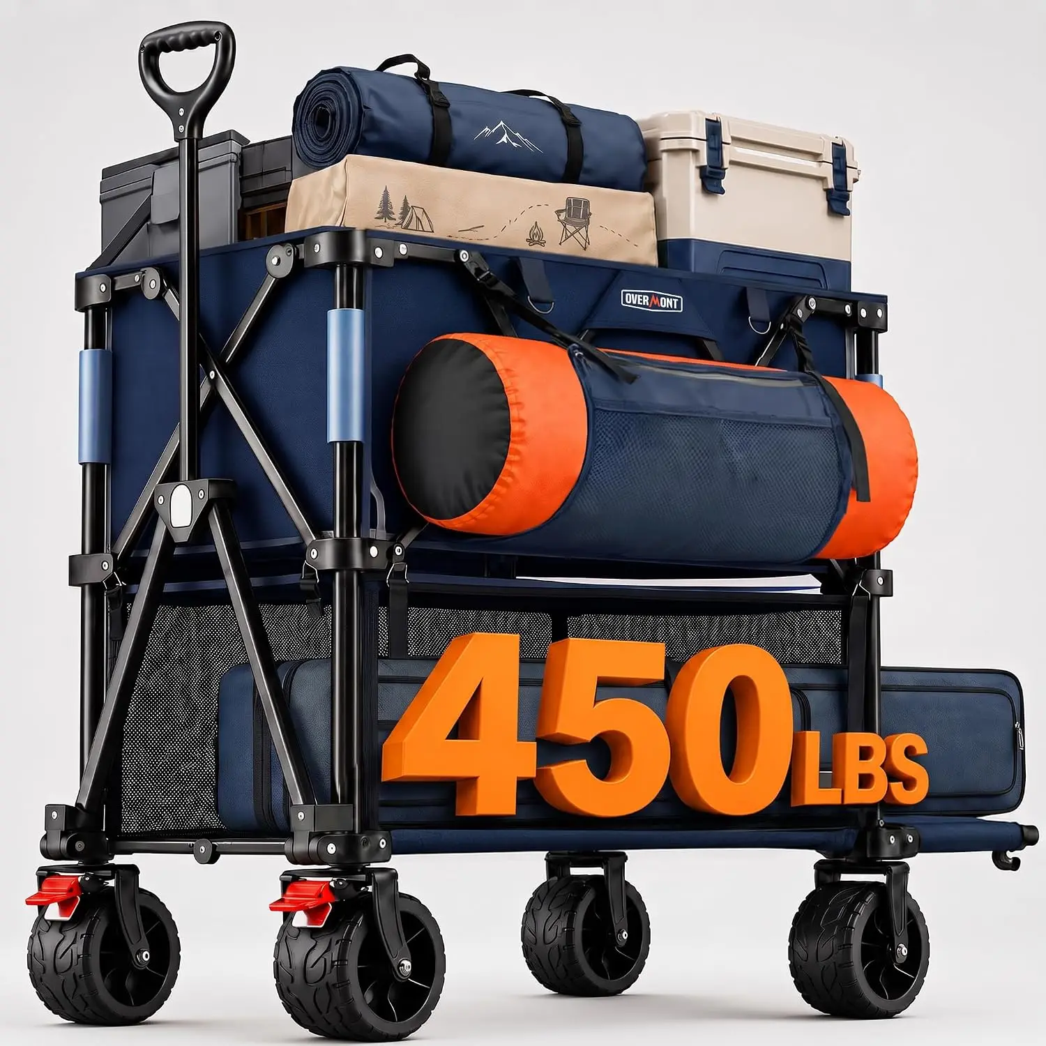 400L Folding Double Decker Wagon with Brakes, 47.2