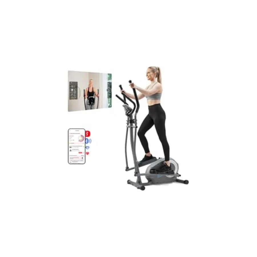 

JLL Smart Upright Elliptical Full-Body Cross Trainer Compact Low-Impact Cardio Machine for Home Arm Leg Workout Whisper-Quiet H