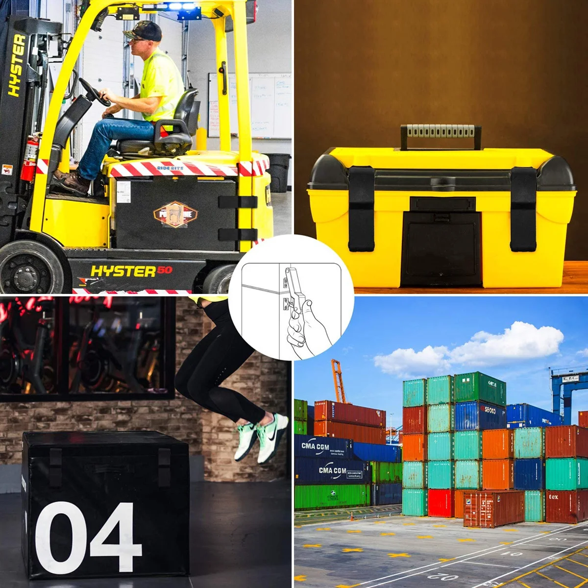 

2Pcs Durable Toggle Clamp Hasp Rubber Latch Lock Stainless Steel Concealed Strong Load Bearing Vibration Absorption