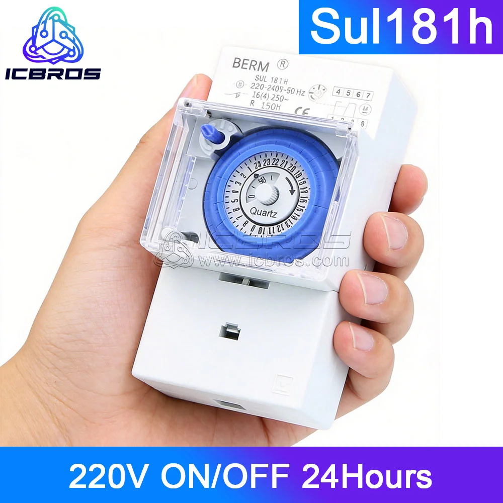 Sul181h Mechanical 24 Hours Timer Switch Street Light Switch Time Controller Timer 220V ON OFF Programmable Electrical Timer
