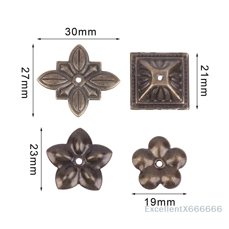 Wooden Box, Jewelry Chest, Wine Case Corner Hardware - 10Pcs Antique Brass Upholstery Decor.