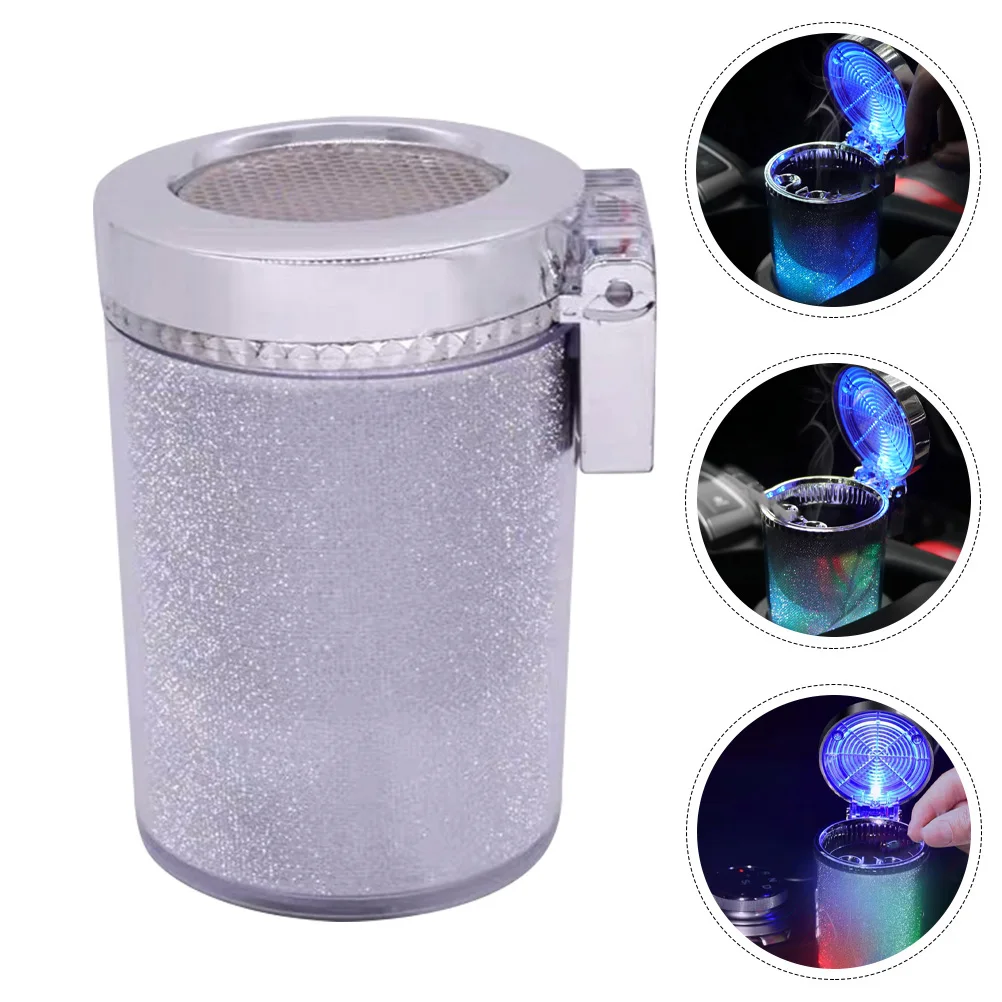 

LED Ashtray High Flame Retardant Car Cigarette Holder Lid Stylish Easy Clean Long Life Creative Vehicle Decorative Home