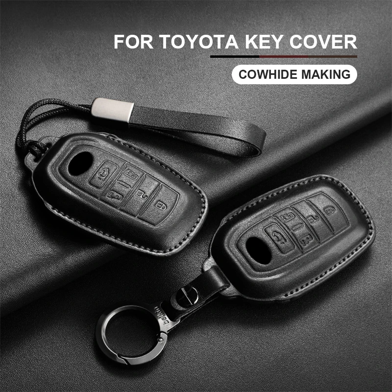 

Leather Car Smart Key Fob Cover Case For Toyota Previa Alphard Vellfire Sienna Granvia Key Protection Shell Keychain Accessories