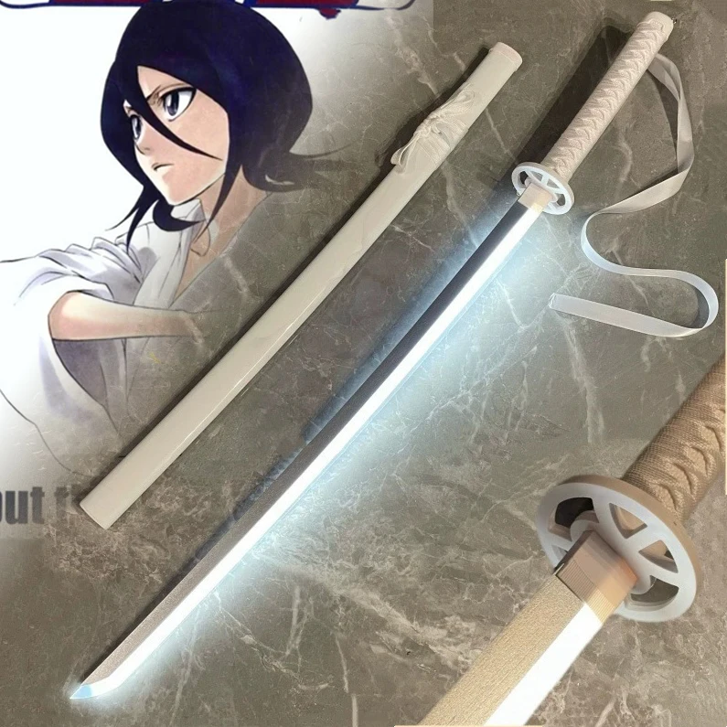 Espada luminosa de 40 pulgadas de lejía Katana Kuchiki Rukia, luz Led, accesorio de Cosplay de Anime, cuchillo de tamaño Real, juguete de sable samurái Katana japonés