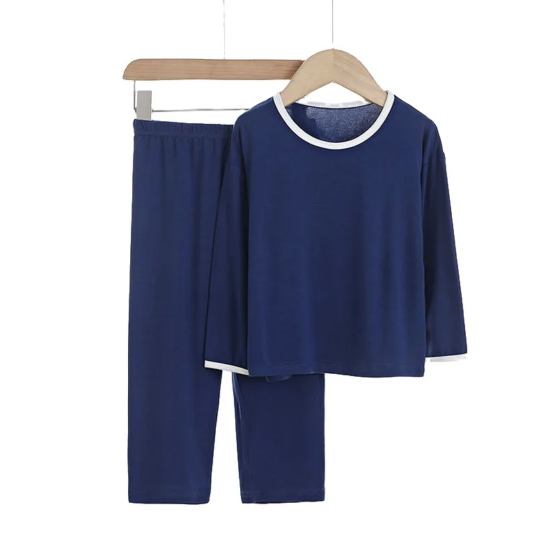 Boys' Modal Long Sleeve Thermal Underwear Pajama Set Loose Fit Spring Autumn Kids Homewear