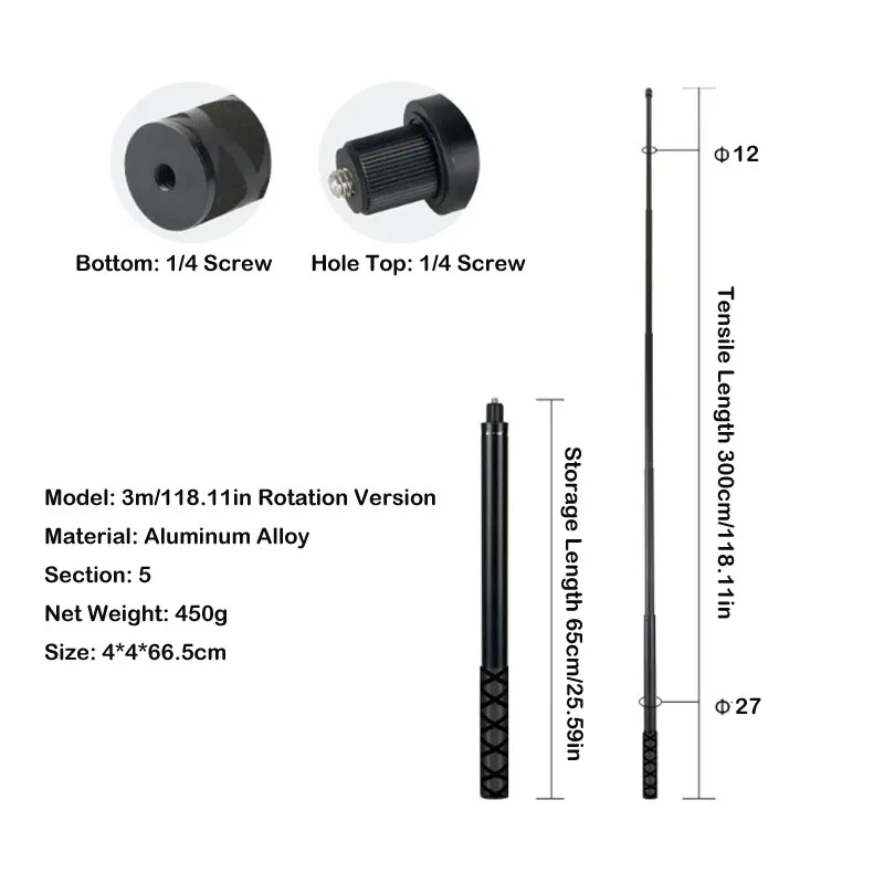 Unsichtbare Extended Edition Selfie Stick Skalierbare Einbeinstativ für Insta360 X2 X3 X4 Zubehör Für GoPro 12 11 10 9 8 Stick Stativ – Detail 11