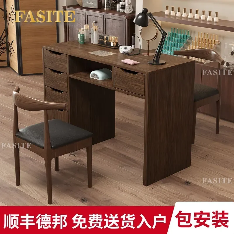 For Manicure Table Retro Thickened Double Layer Storage Vacuum Cleaner Multi Functional Nail Desk Simple Economical Furniture