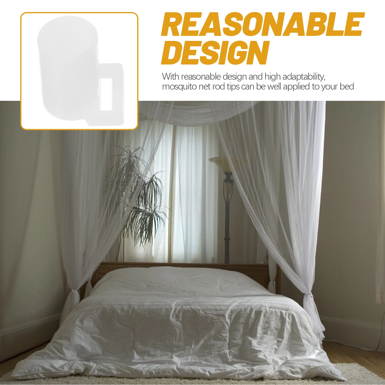 

4Pcs Mosquito Net Bracket Rod Foot Covers Sturdy Plastic Rod Tips Non Deformable Mosquito Net Pole Covers Foot Cover for Bracket