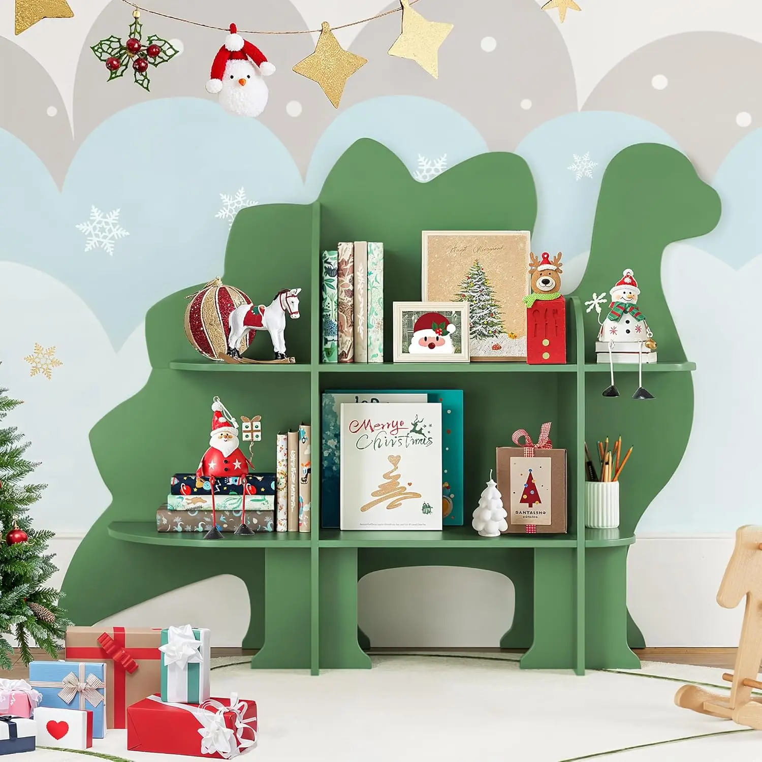

Dinosaur Kids Bookshelf, 2-Tier Bookshelf For Kids, Baby Bookshelf And Toy Storage, Wooden Kids Bookcase, Toddler Book Shelf