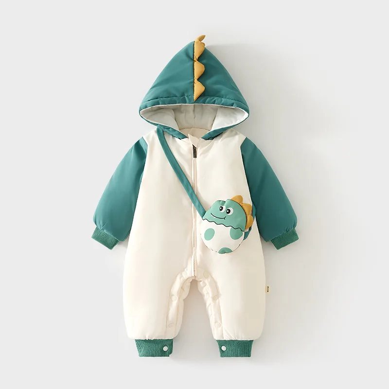 

Детский утепленный комбинезон с капюшоном и шапкой, зимний утолщенный ромпер для малышей