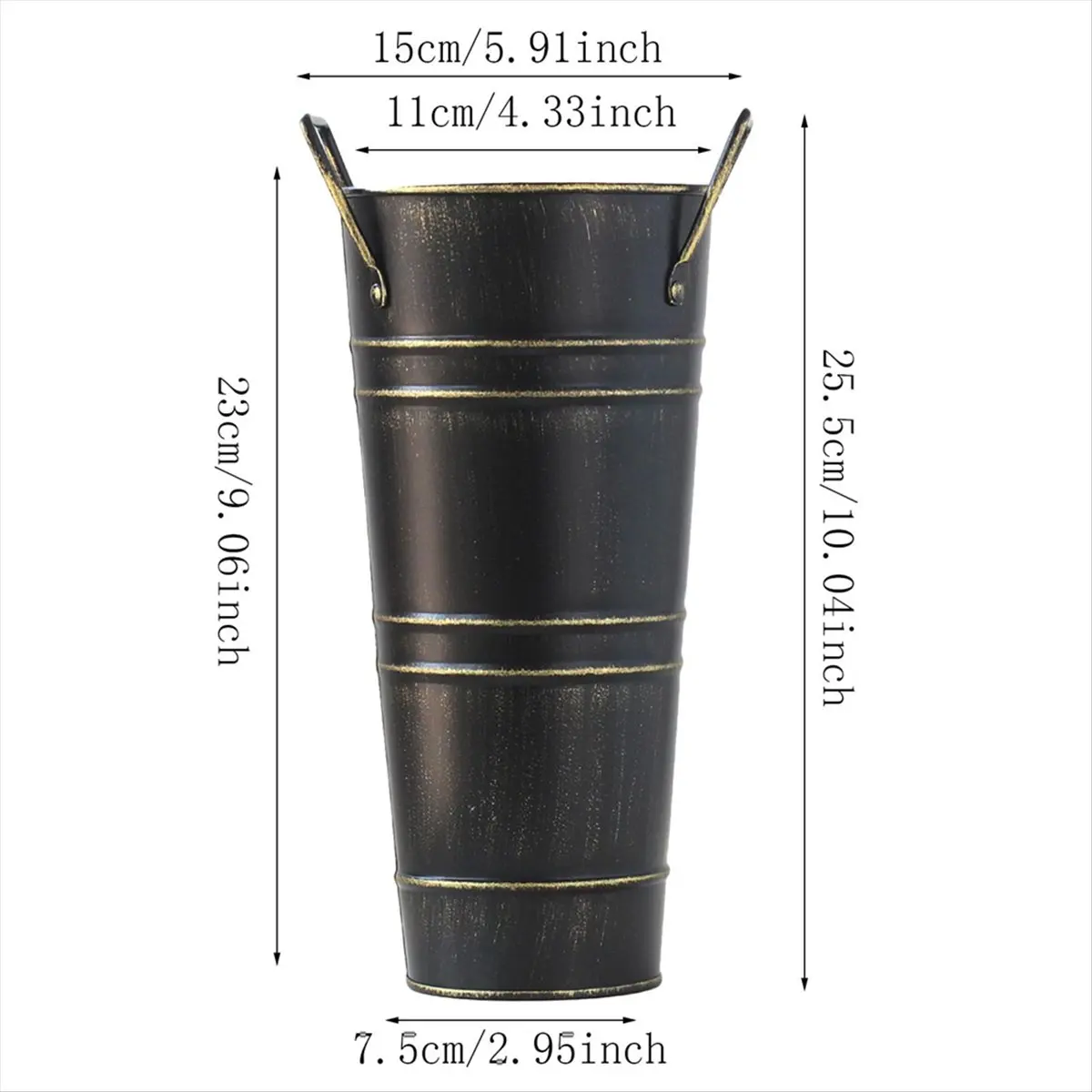 DT81 Metal Round Umbrella Stand Rack,Decorate Freestanding Vase, Perfect for Entryway Use, Organizer for Home and Office Black