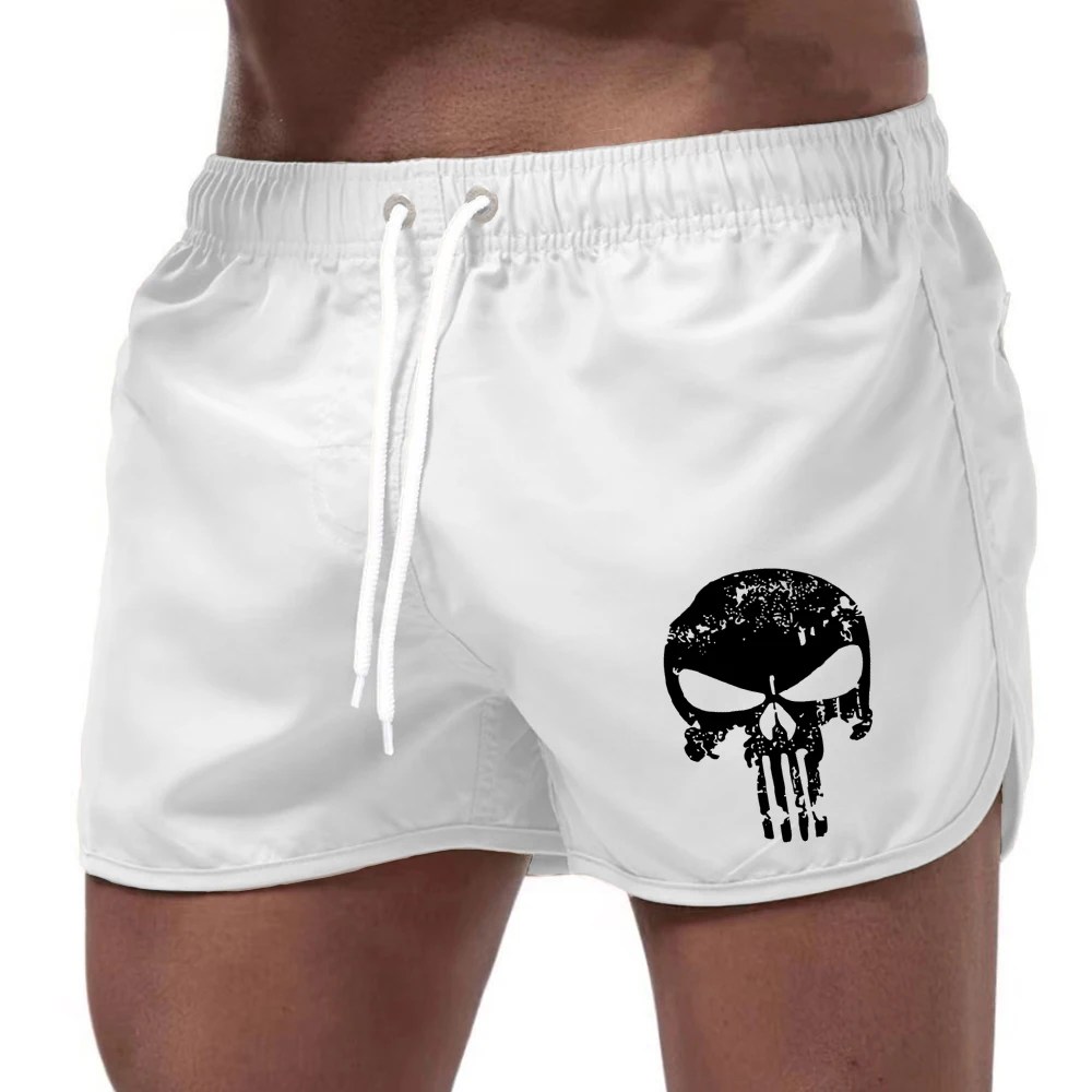 Summer men\'s shorts, fashionable quick drying, breathable surfing, swimming with pockets, men\'s beach pants, printed skull