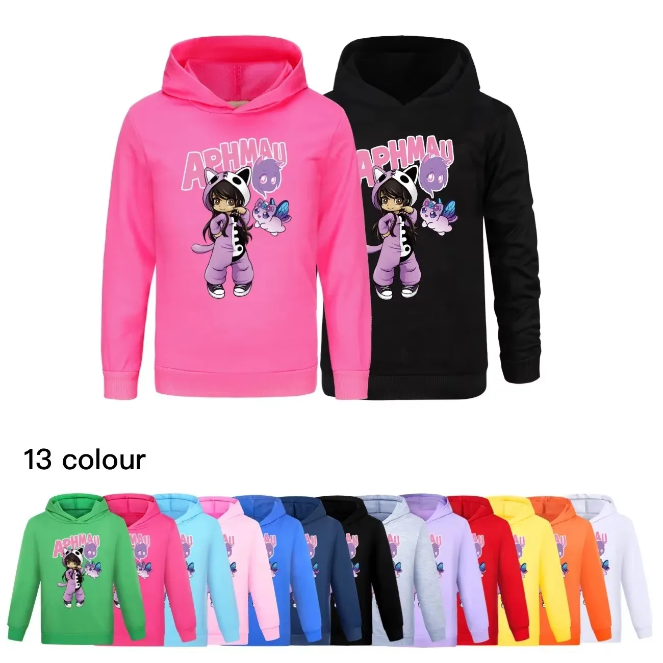 APHMAU Hoodie Kids 2024 Spring Clothes Baby Girls Long Sleeve Coats Toddler Boys Cartoon Pullover Sweatshirt Children's Clothing