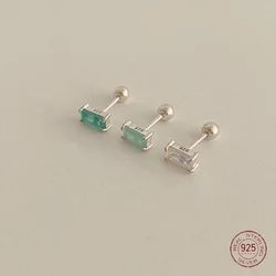 Boucles d'oreilles géométriques carrées en argent regardé 925 pour femmes, vis de personnalité, mini boucle d'oreille de mariage, cadeaux de bijoux de fête