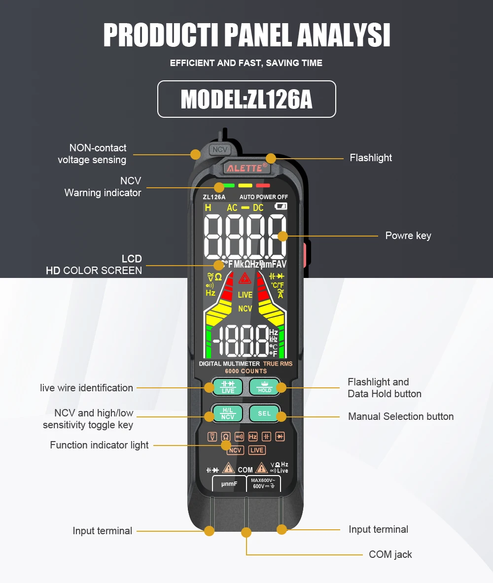 USB Multifunction Digital Multimeter AC & DC Voltage & Current, Resistive Capacitance True RMS, Rechargeable Multimeter