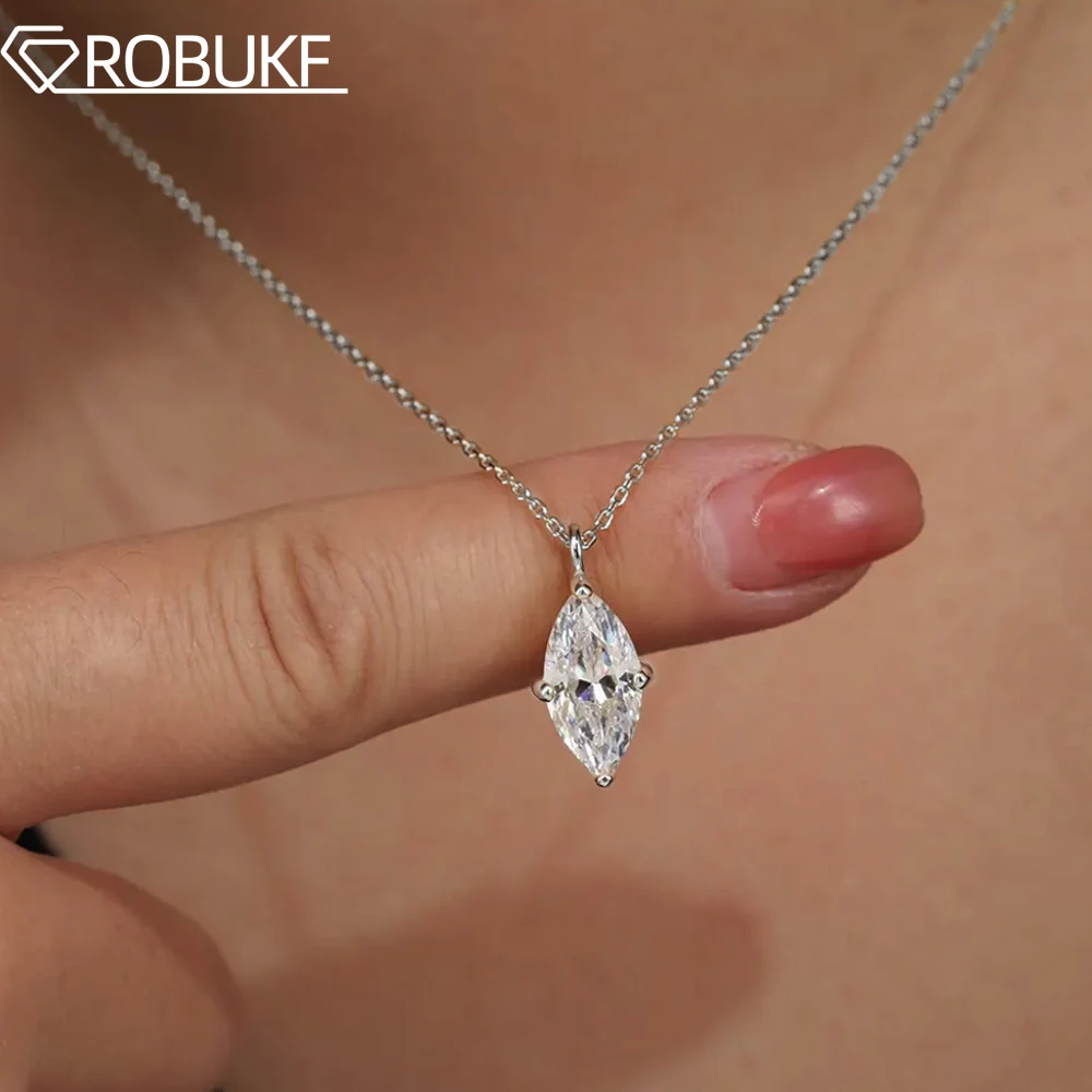 

1CT 2CT Pendant Moissanite Necklace for Women Marquise Cut D VVS1 Diamond 925 Sterling Silver Wedding Jewelry Gift GRA Certified