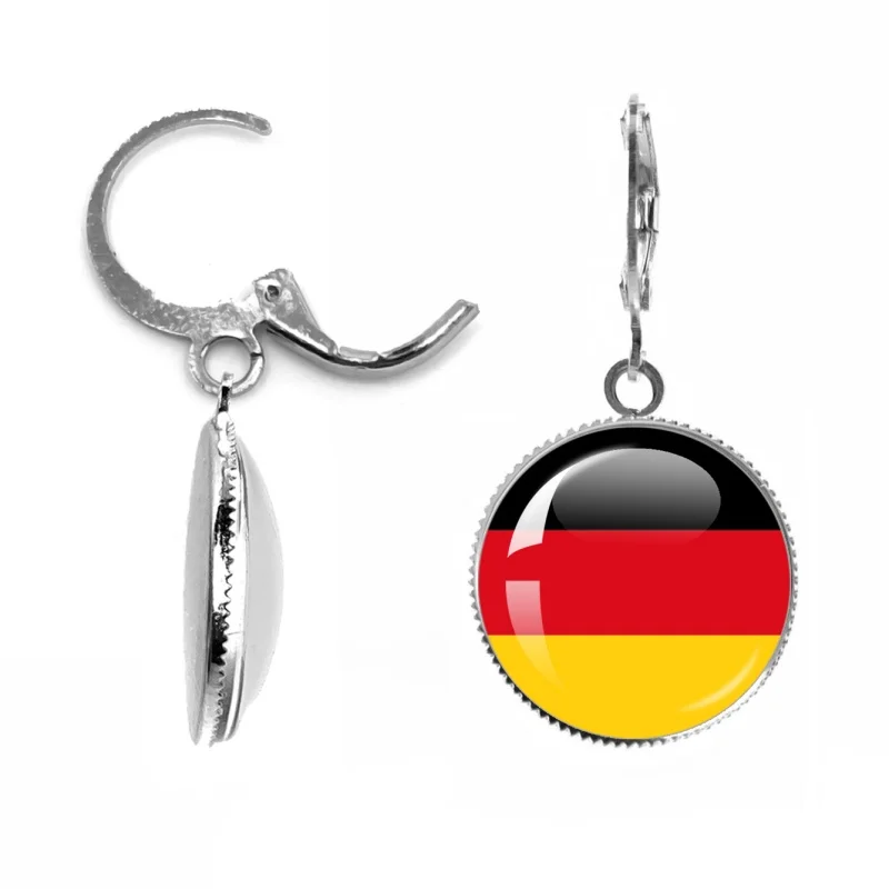 New Zealand, Colombia,Austria,Brazil Etc National 20mm Round Earring Glass Cartoon Pendant Accessories For Girl Women Gift