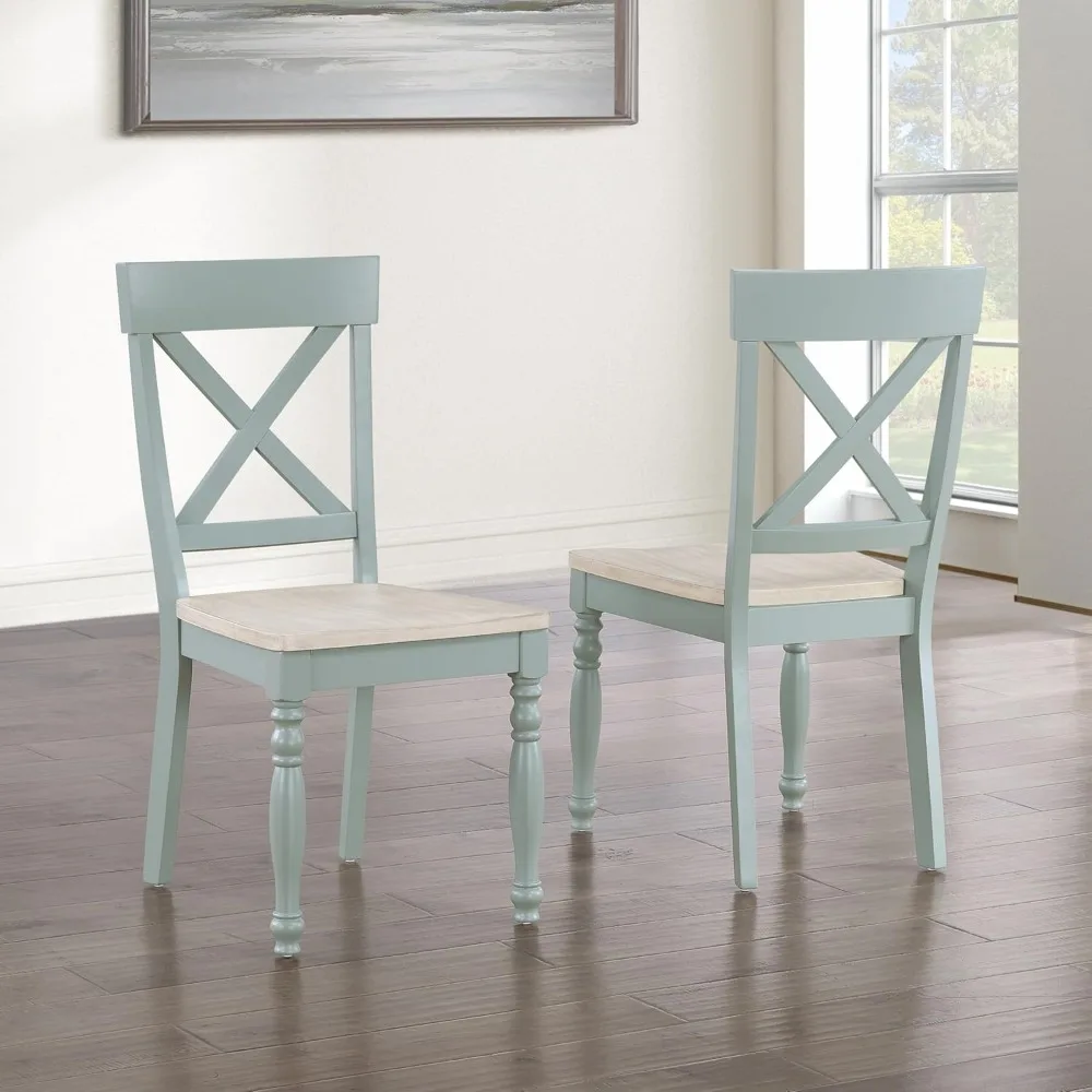 

Darcy Green Dining Chairs Set of 2 by Steve Silver Furniture, Ergonomic Ladder-Back Design, Solid Acacia Wood, Ideal for Living