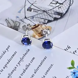6MM Tanzanite Blue Color Zircon Stud Earrings 925 Sterling Sliver Women's Earrings Birthday Gift