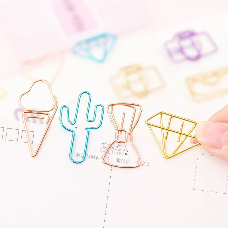 10pcs Mini Hollow Paper Clips Metal Binder Clips Planner Bookmarks Photos Letter Tickets Notes Holder Korean Stationery Office