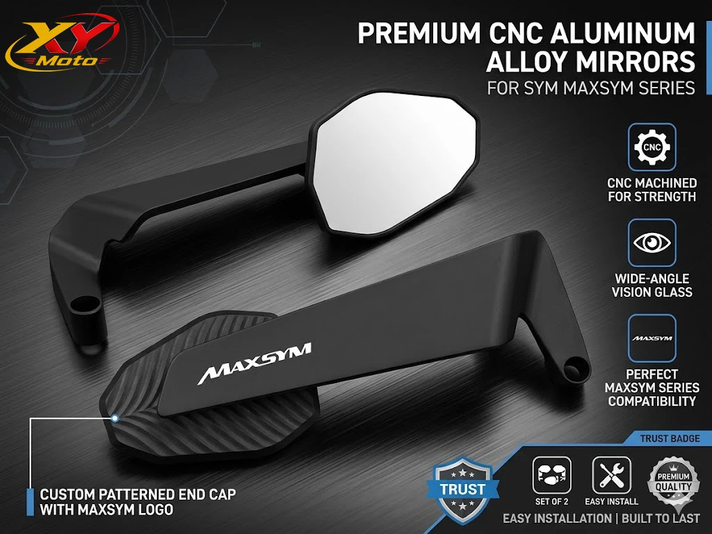 No Blind Spot Motorcycle Winglet Mirror Kit Wind Wing Rearview Mirrors For SYM MAXSYM TL 500 508 Maxsym TL500 TL508