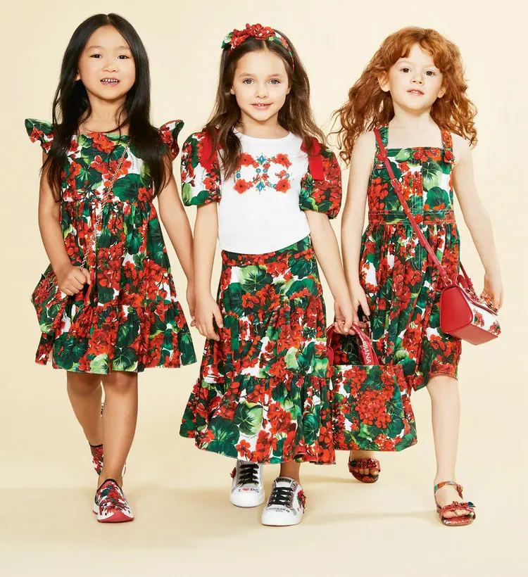 Brand Spring and Summer New Geranium Cotton Poplin Printed Fabric Parent-child Dress Cloth Clothes Cloth Handmade Boutique