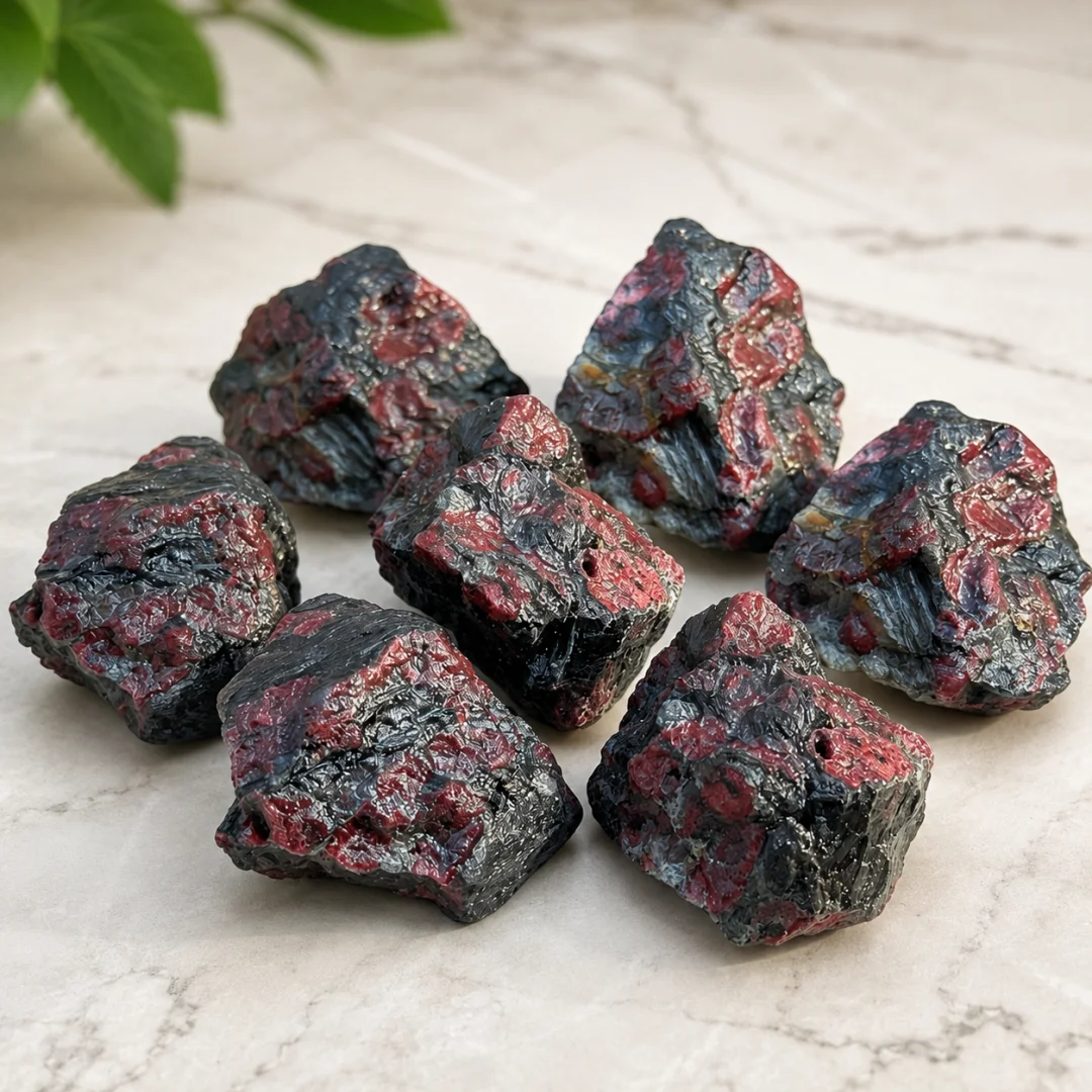 Natural Firework Garnet Rough Raw Stone Astrophyllite Garnet Mineral Specimen Irregular Rock for Home Decor Aquarium view 4