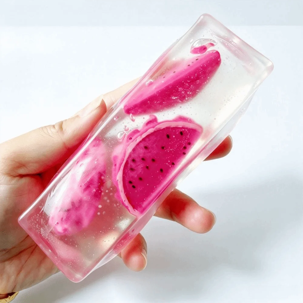 Transparent Fruit Bar Squishy Toy Soft Slow Rising Fruit Strip Squeeze Toy Moldable Slow Rebound Fruit Bar Fidget Toy Kids Gifts