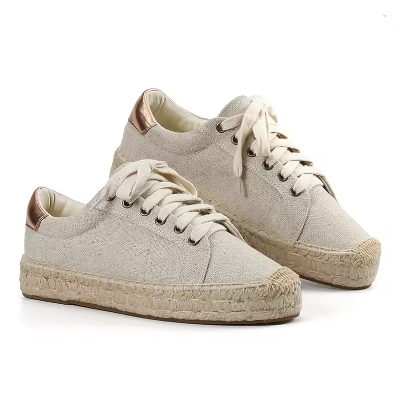 נשים espadrilles flats נוחות עם פלטפורמה מזדמן ואצבע עגול כל האירועים