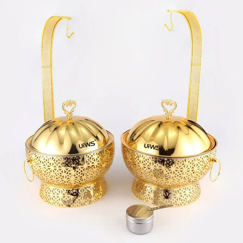 Stainless steel pumpkin hanging stove restaurant is suitable for novel wrought iron lace alcohol pot hotel light luxury dining