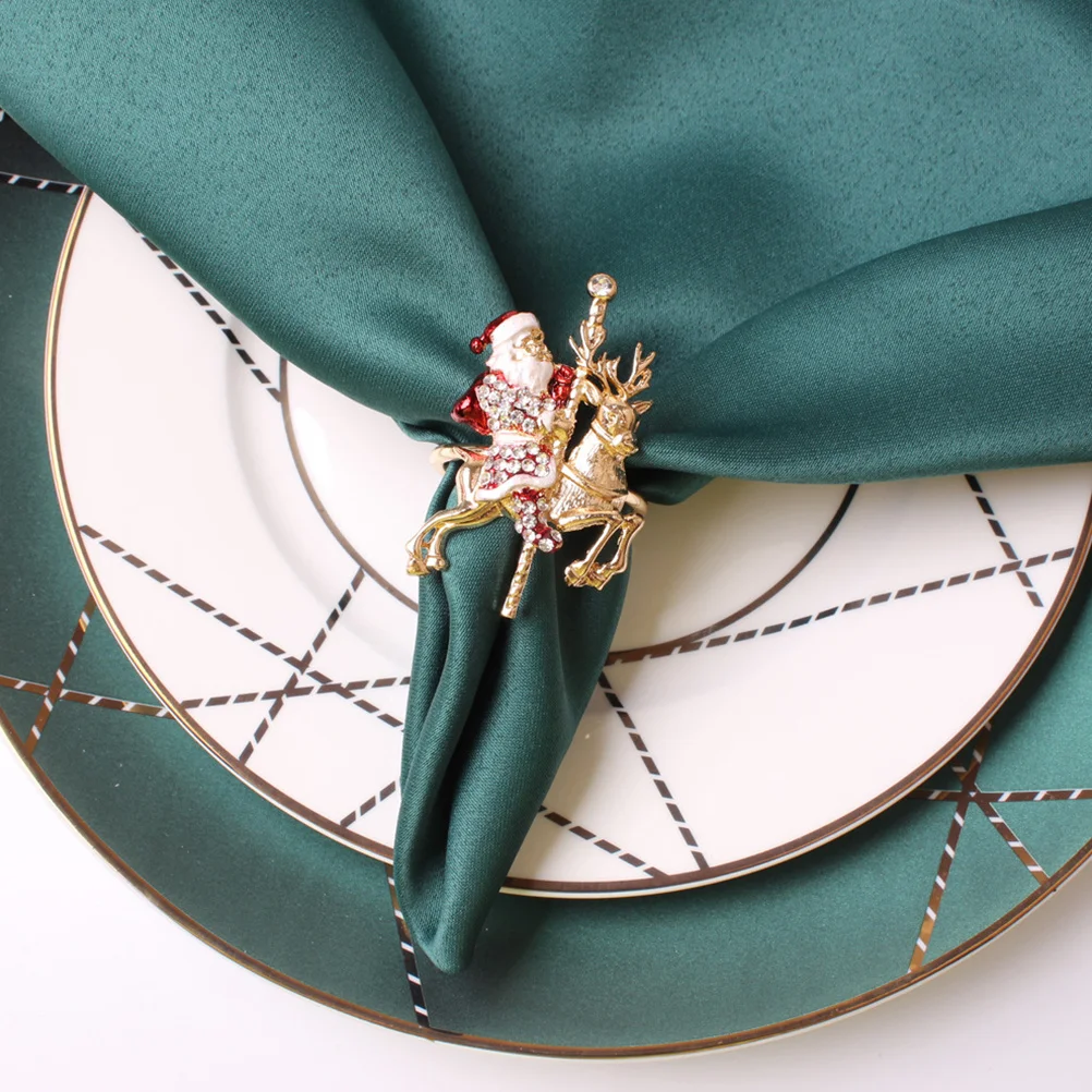 

2Pcs Alloy Santa Clause Napkin Rings Christmas Table Setting Decoration Unique Party Supply Christmas Napkin Ring