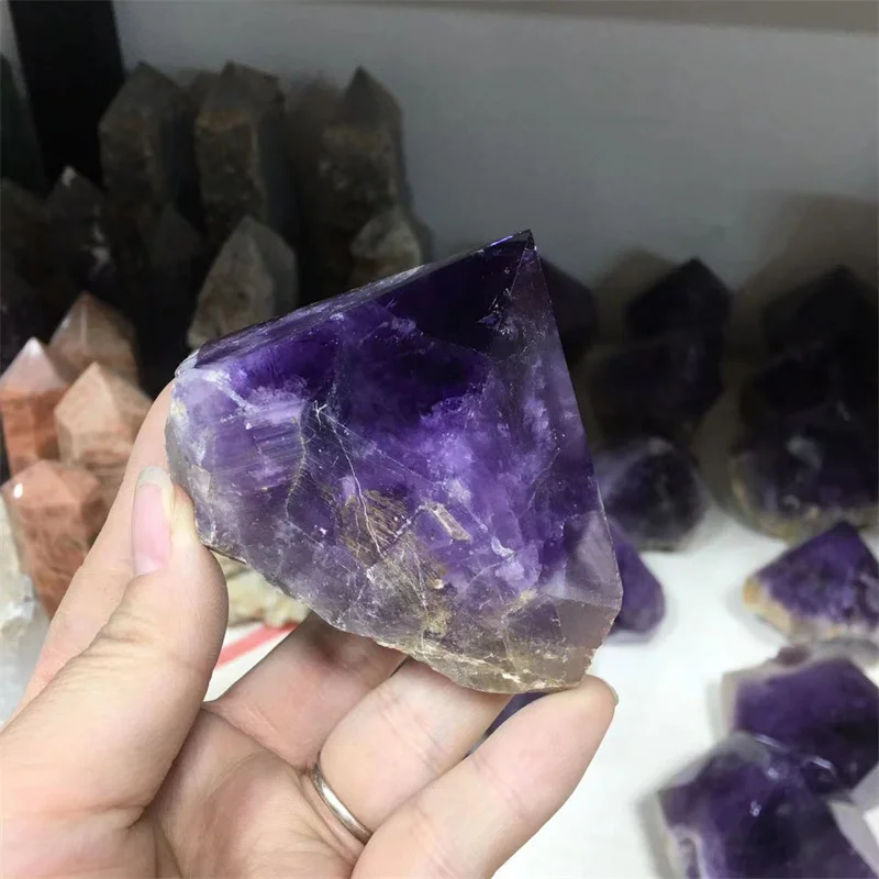 

Polished Quartz Crystal Natural Stones Amethyst Rough Raw Tower Point Healing Reiki Gemstones Meditation Decoration