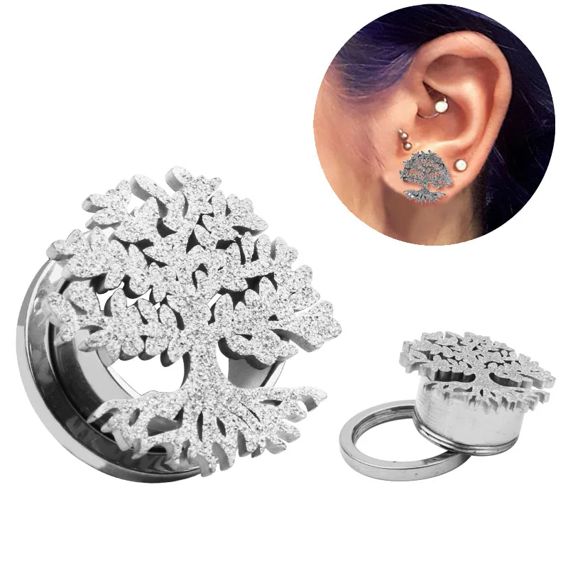 2pcs Steel Screw Ear Gauges Big Round Hollow Double Flesh Ear Expander Stretcher Body Jewelry Crystal CZs Ear Plugs and Tunnels