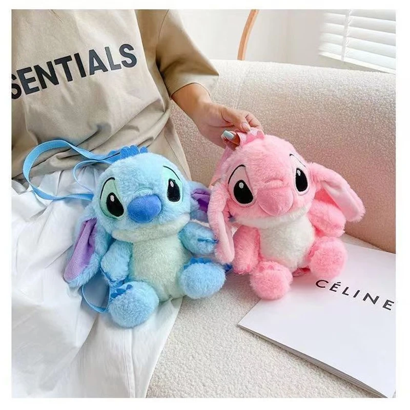 Disney Stitch Plush Backpack Cute Anime Cartoon Stitch Doll Backpack Fashion Cosmetic Bag Handbag Child Toys Holiday Gifts