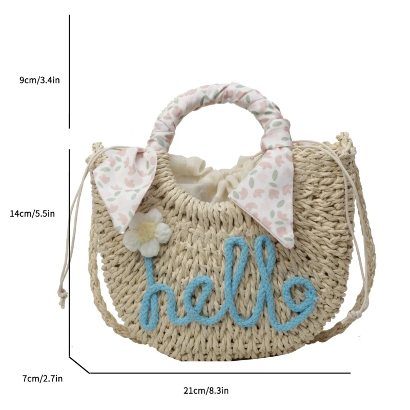 Handgeweven strandtas voor dames Letter Crossbody Tas Meisjes Stro Bag