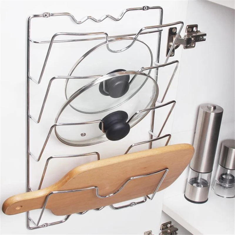 Kitchen Organizer Rack Wall Hanging Pot Cover Rack Five-Layer Pot Lid  Metal Rust-Free Multifunctional Rack Pot Lid Storage Rack