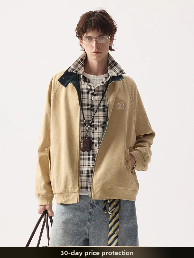 

Retro Japanese Sle Harlandon Embroidered Workwear Stand Collar Jaet Casual Versatile Couples Pilot Coat Spring Season